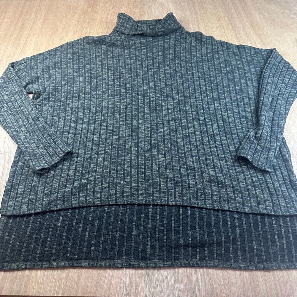 American Eagle Ribbed Mock Neck Long Sleeve Top Green Cozy Fall Layer Women M